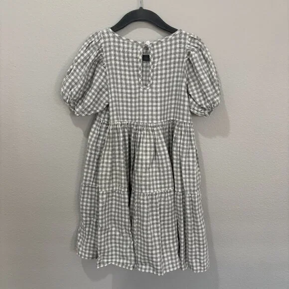 Noralee sage green and white checked puff sleeve tiered dress - Picture 2 of 2